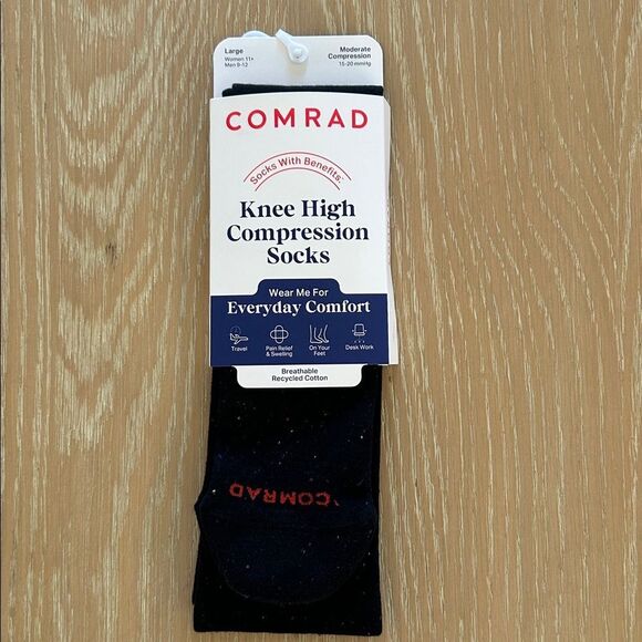 COMRAD Knee-High Compression Sock, Size Larges, multi speckle Black, NWT - Picture 4 of 8